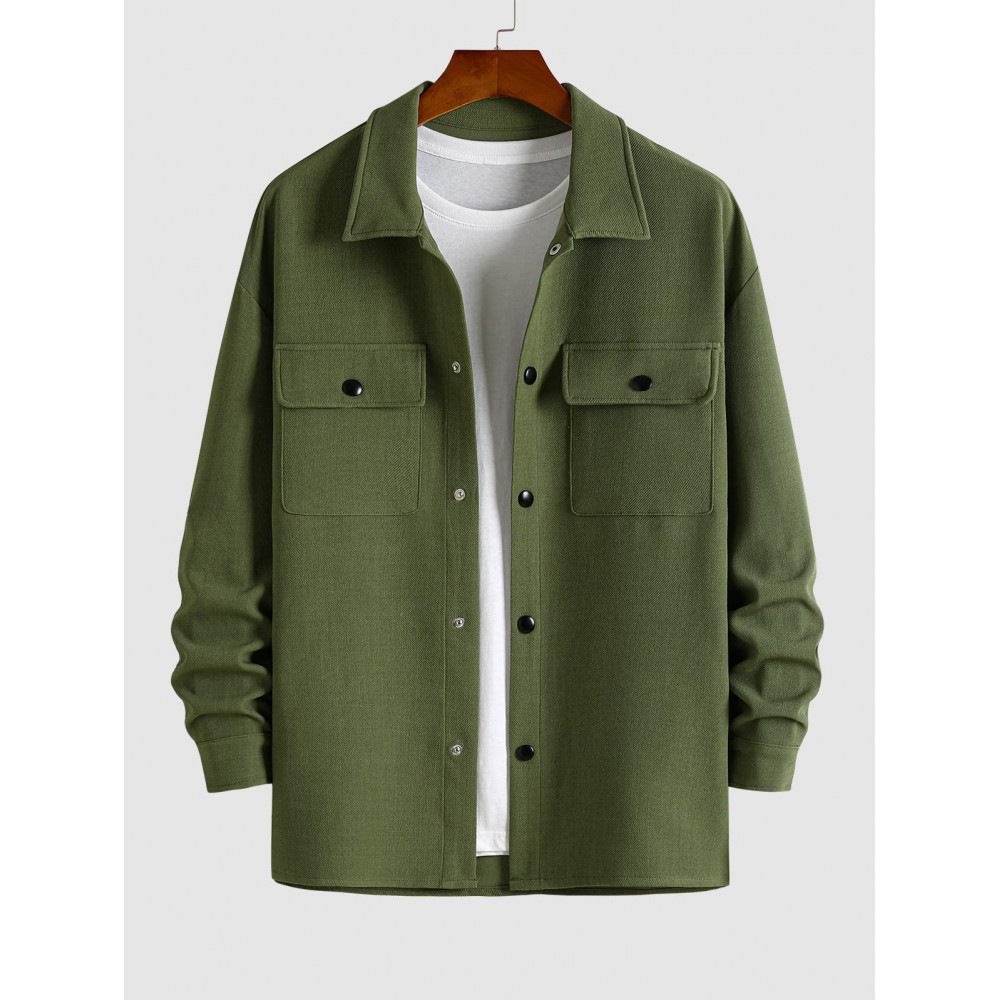 Men's Plain Color Front Pockets Design Turn-down Collar Jacket Men's Plain Color Front Pockets Design Turn-down Collar Jacket