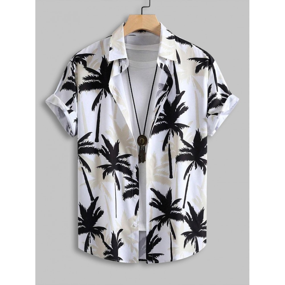 Men's Aloha Hawaiian Coconut Trees Printed Short Sleeves Button Front Vacation Shirt Men's Aloha Hawaiian Coconut Trees Printed Short Sleeves Button Front Vacation Shirt